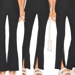 Women's Black Split Hem Yoga Pants